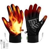 Ertisa USB Beheizte Handschuhe für Männer Frauen Doppelseitig Elektrisch Heizung Handschuhe Reflektierend Ski Erhitzt Handschuh Touchscreen Wärmende Handschuhes 3 Temperatur Handwärmer Winter Geschenk