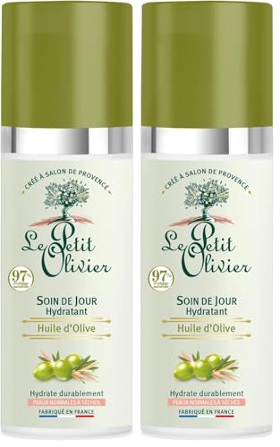 LE PETIT OLIVIER - Soin De Jour - Hydratant - Huile d'Olive - Peaux Normales à Sèches - 97% D'Origine Naturelle - Sans Silicone - Fabriqué en France - 50 ml...