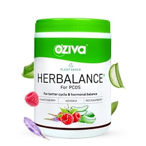 OZiva Plant Based HerBalance for PCOS for Women 250g (45 Days Pack) , with Myo-Inositol, ChasteBerry, Shatavari, PCOS…