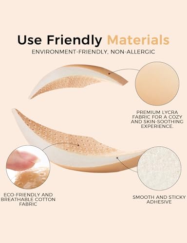 candyfouse Sticky Strapless Bra, Reusable Push Up Bra, Adhesive Bras for Women,Invisible Backless Bras with Nipple Covers Nude4