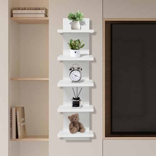 5 Tier Shelves for Wall 30 Inch Height Decorative Wall Mounted Shelves