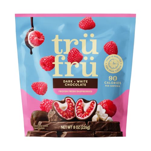 Tru Fru Frozen Raspberries in Dark & White Chocolate, 8