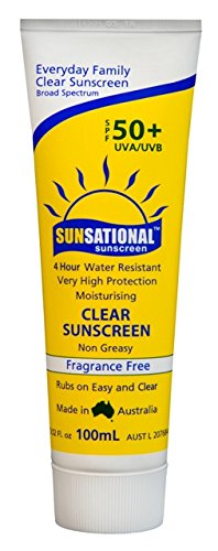 Sunsational Australian Sunscreen (3.5 Oz - 100ML) SPF 50+ UVA & UVB. PABA Free, Moisturizing, Water Resistant 4 Hours. Nano-Particle Free. Perfect Under Make-up. Made in Australia (100ML)