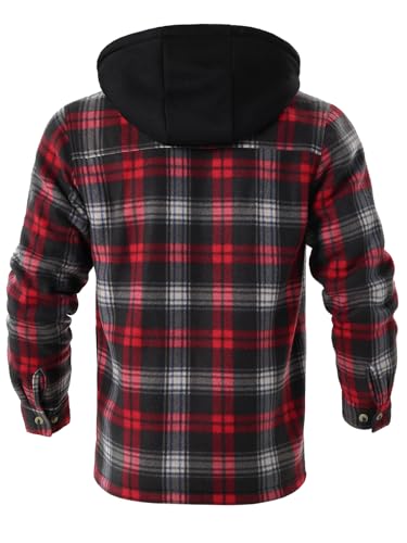 Image of Gary Com Heavy Thick Flannel Plaid Jacket Sherpa Fleece Lined Hoodies for Men Zip Up Winter Warm Coat Zipper Sweatshirt