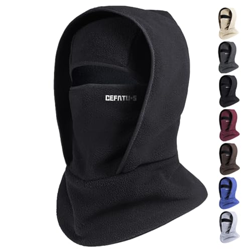Image of CEFATU Outdoor Winter Warm Hat Neckband Integrated Cycling Ski Mask for Men Women - Fleece Balaclava Ski Mask Face Head Neck Cover Windproof Warmer Hat for Skiing Motorcycle Hiking Sports (Black)