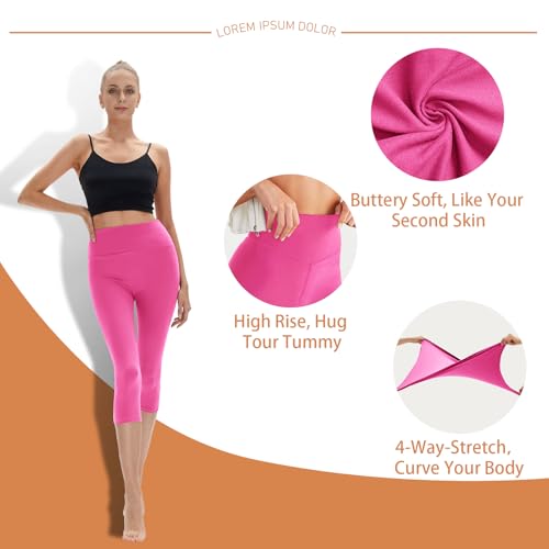 High Waisted Leggings for Women - No See Through Tummy Control Cycling Workout Yoga Pants with Pockets Reg & Plus