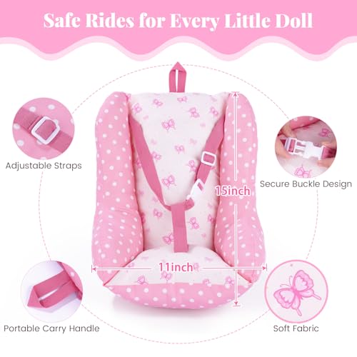 BABESIDE Baby Doll Carrier for 17–22 Inch Dolls, Soft Fabric Doll Carrier Seat with Bottles & Bib, Pretend Play Baby Doll Accessories for Girls, Lightweight Gift for Kids by BABESIDE - Image 2