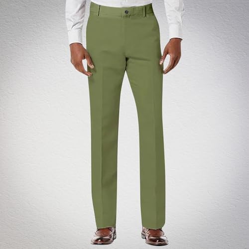 Men's Slim Fit Flat Front Dress Pants Stretch Classic-Fit Golf Casual Trousers Straight Work Office Business Pants2