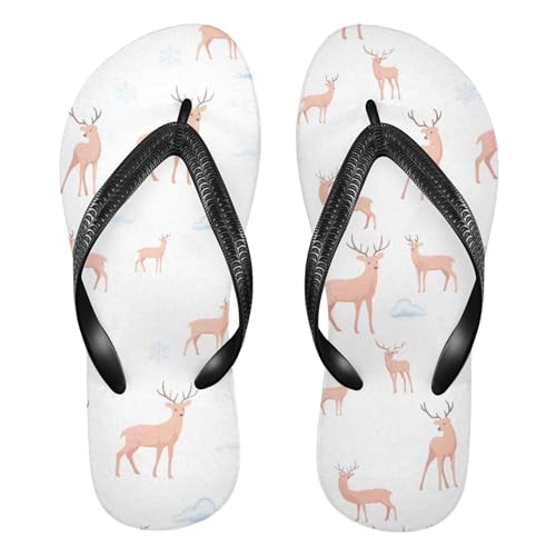 Burbuja Deer Snowflakes Flip Flops for Women Men, Soft Thong Sandals Rubber Slippers for Pool Beach Essentials