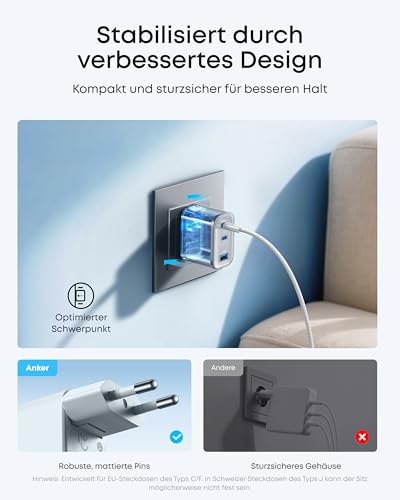 Anker Nano 70W USB C Ladegerät, Laptop Ladegerät, 3-Port-Netzteil – Ansicht 6