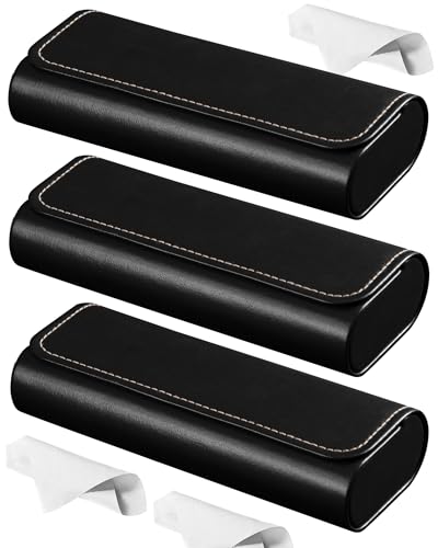 Image of RayLove Glasses Case Hard Shell (2Pack), Travel Sunglasses Case, Leather Hard Eyeglass Case for Women, with Ear hooks