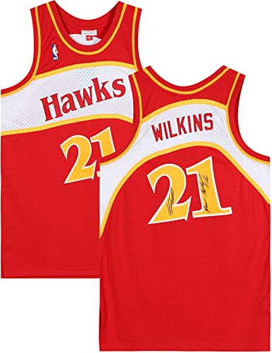 Dominique Wilkins Atlanta Hawks Autographed Red Mitchell and Ness 1986 Hardwood Classic Logo Swingman Jersey with "Human Highlight Film" Inscription - Autographed NBA Jerseys