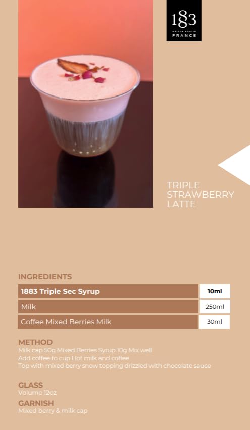 Image of 1883 Triple Sec Syrup for Drinks, Made in France, 1 Liter Glass Bottle