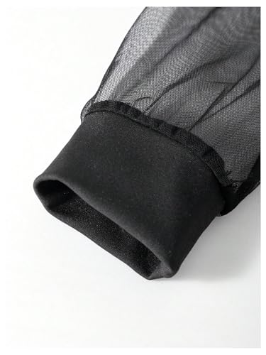 Girl's Mesh Puff Bishop Sleeve A Line Dresses High Waisted Collared Short Party Dress4