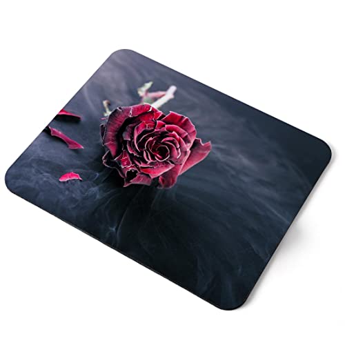 Computer Mouse Mat Pad - Frozen Red Rose Flower Heart Home Office PC Desk Accessory Flexible Fabric Top Large 5mm Laptop Desktop Printed Art Ergonomic #21558