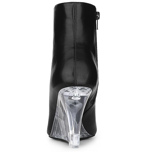 Allegra K Women's Clear Heel Pointed Toe Wedge Heels Ankle Boots4