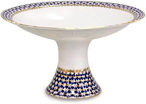 Imperial/Lomonosov Porcelain Fruit Vase Cobalt Net