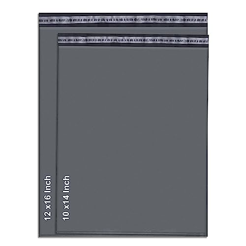 JeeJaan® 50 Pcs Mixed Grey Postage Bags 10 x 14 & 12 x 16-2 Sizes 25 from Each Poly Postal Self Seal Bags Envelope Postal Courier Shipping Mailers Ideal for Shipping Purpose Mixed Grey Mailing Bags