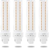 Gx24 4-Pin Base LED Bulb, Lustaled 12W G24q PL-C Horizontal Recessed Light 26W CFL Lamp Equivalent for Kitchen Light Pendant Lamp Dining Room, Warm White 3000K, 4-Pack (Remove/Bypass The Ballast)