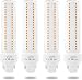 Gx24 4-Pin Base LED Bulb, Lustaled 12W G24q PL-C Horizontal Recessed Light 26W CFL Lamp Equivalent for Kitchen Light Pendant Lamp Dining Room, Warm White 3000K, 4-Pack (Remove/Bypass The Ballast)