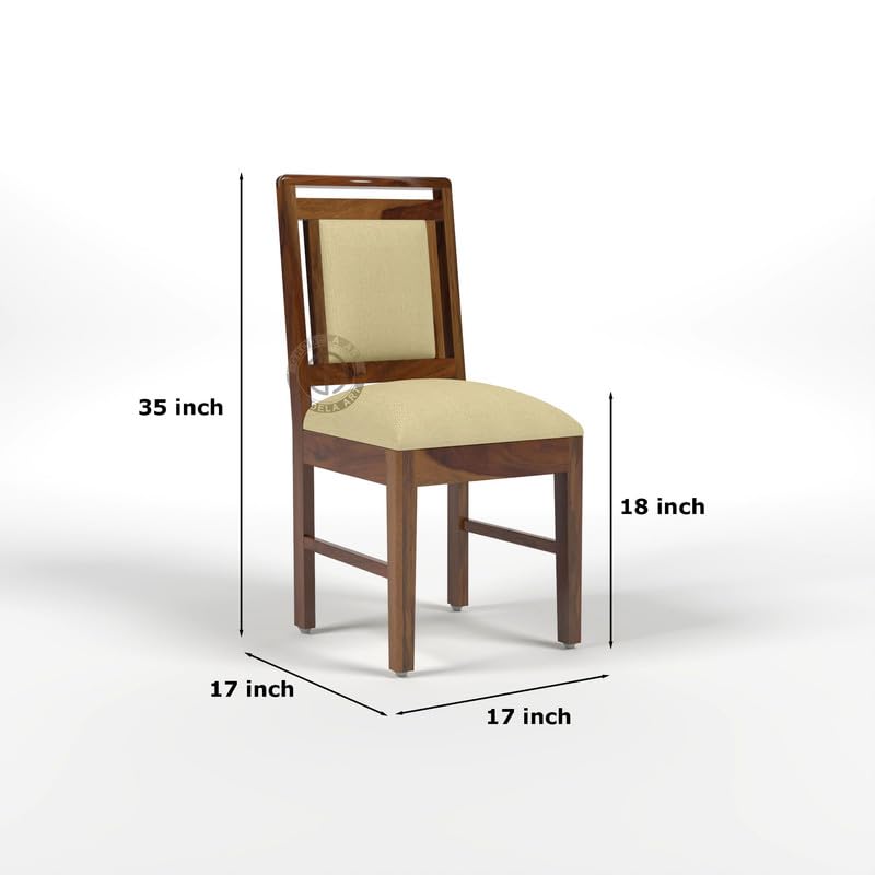 Image of Sheesham Wood Oval Dining Table with Cushion Chairs Set for Home Hall | Solid Wood Dinner Table with Chairs for Hotels | Dining Room Sets (Natural Finish 1, 4 Seater)