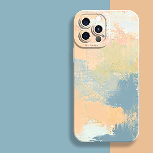 Coque de Peinture Aquarelle pour iPhone 13 Pro en Silicone Souple Transparente et Arc-en-Ciel