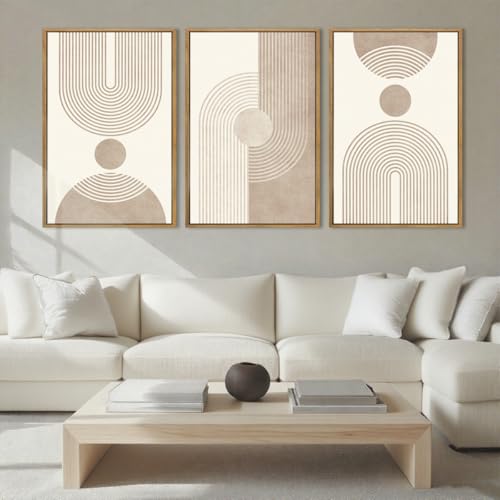 BINCUE Neutral Abstract Wall Art Beige Large Wall Decor Boho Mid Century Modern Artwork Art Print for Living Room Bedroom Office 24