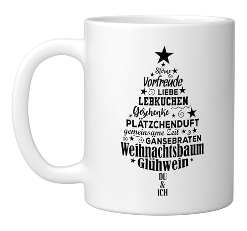 Word Cloud Christmas terms Fir Tree Shape Ceramic Mug, White