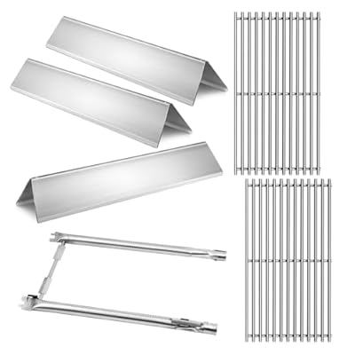 Votenli 7637 Grid Grates 7635 Stainless Steel Flavorizer Bar with Burner for Weber Replacement for Spirit 200 Series, Spirit E-210, Spirit S-210 Spirit E-220, Spirit S-220 Gas Grills