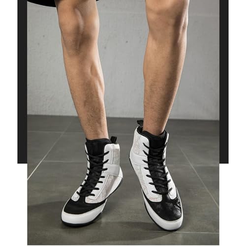 Image of Mens Wrestling Boxing Shoes Lightweight Non-Slip Sole Breathable High Top Sneakers for Boxing Weightlifting Training