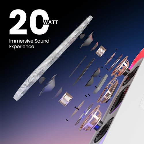 Image of CELLECOR CLB30 BEATZ with 3D Surround Sound | 10 Hour Playtime | 5.3V | 20W Bluetooth Soundbar with Disco Light - White