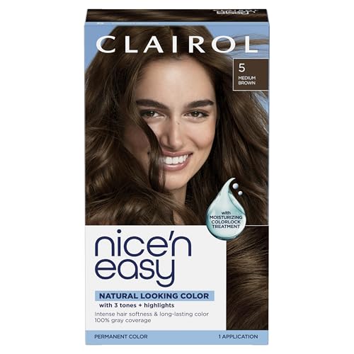 Clairol Nice'n Easy Permanent Hair Dye, 5 Medium Brown Hair Color, Pack of 1 - Packaging May Vary