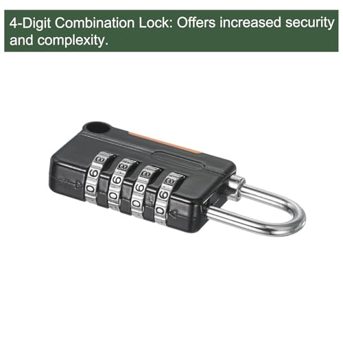 Image of YOKIVE 1 Set 4 Digit Combination Locks with Security Cable, Outdoor Padlocks | Steel Lock Chains Great for Lockers, Luggage, Bike (Black, 3-Feet)