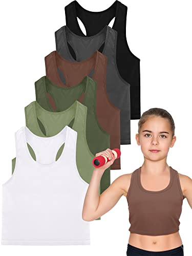 Image of Geyoga 6 Pieces Girls Dance Tank Top Racerback Crop Top Sleeveless Dance Outfit for Ballet Hip Hop Athletic Wear
