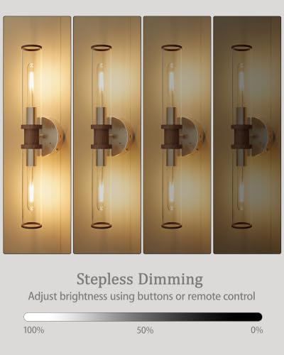 Image of Rayogale Nickel & Walnut Wireless Battery Operated Wall Sconces with Remote | Glass Rechargeable Wall Lights Set of 2 with Timer Function Dimmable for Living Room Bedroom Emergency 3000K, 20.5 Inch