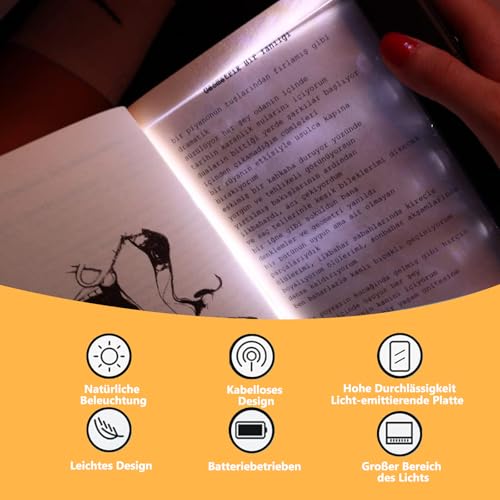 Maxspace Leselampe Buch, 3 Lichtfarben Dimmbares LED Buchlampe mit Timer, Wiederaufladbare Buch Leselampe für Nachtlesungen im Bett (Schwarz)