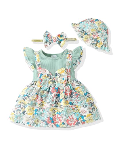 Image of SUNNY PIGGY Baby Girl Clothes Newborn Infant Flower Girl Dresses Summer Outfit 0 3 6 9 12 18 24 Months Overall Skirt Set