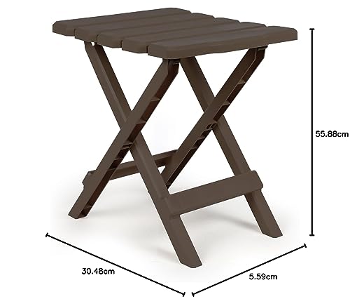 Image of Camco Adirondack Portable Outdoor Folding Side Table, Perfect for The Beach, Camping, Picnics, Cookouts and More, Weatherproof and Rust Resistant Mocha (51882)
