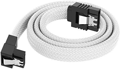 QIVYNSRY 3PACK SATA Cable III 3 Pack 90 Degree Straight to Right Angle 6Gbps HDD SDD SATA Data Cable with Locking Latch 50cm 18 Inch for SATA HDD, SSD, CD Driver, CD Writer, White