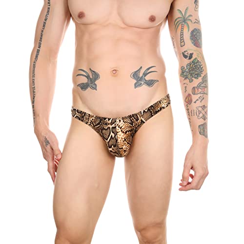 Men's Stretchy Underwear Snakeskin Print Leopard Print Panties Bulge Enhancing Pouch2