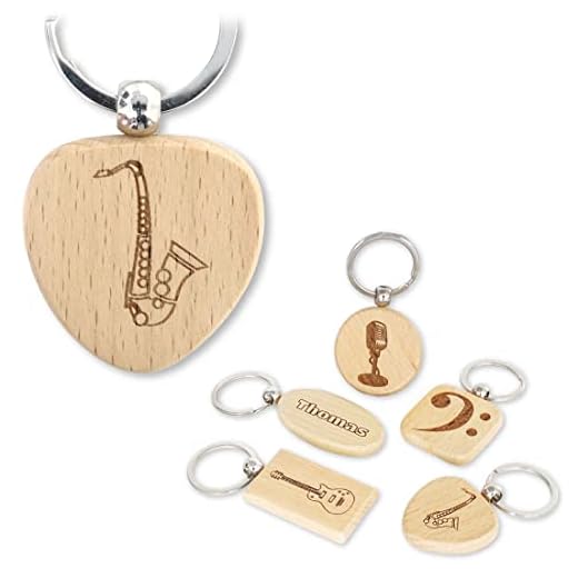 keepdrum Llavero personalizado corazón con nombre grabado y diseño de música