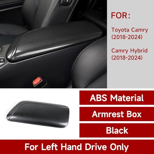Image of Car Armrest Cover Lid Storage Box Sticker Carbon Color ABS Decal Trim Compatible with Toyota Camry XV70 SE XSE 2018 2019 2020 2021 2022 2023 2024 Accessories