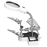 AORAEM Auxiliary Clamp Magnifier with Light and Stand in 4.5X 11x Helping Hands Magnifier Glass Soldering Station for Welding,Model Making,Micro Objects(#2)…