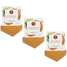 Musk Melon Handmade Natural Bar Soap for Men & Women, Moisturizing Body & Face Soap, 7.9 Oz Soap Bars 3 Soap Set
