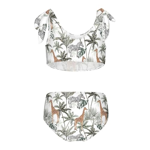 Image of CaTaKu Girls Swimsuits Two Piece Swimwear Cute Bikini Set Tankini Hawaiian Beach Sport Bathing Suit for Girls Size 3-12T