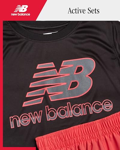 Image of New Balance Boys Shorts Set - 2 Piece Active Performance Athletic Shirt and Basketball Gym Shorts with Pockets