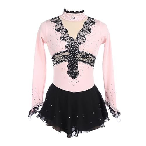 Kmeruoys Women's Girls' Figure Skating Costume Ice Roller Skating Competition Dance Wear (Color : Pink, Size : 155CM)