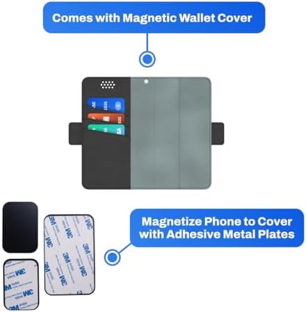 DefenderShield Universal E M F Protection Phone Wallet Case Cover Vegan Leather Design - Reduce Exposure to Wireless Signals and Battery Emissions - Black Wallet Phone Case