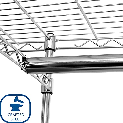 Seville Classics Expandable Double-Rod Clothes Rack Closet Organizer System, 58" To 83" W X 14" D X 72", Plated Steel, Chrome #TOP1