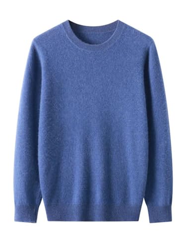Men Solid Merino Wool Pullover O-Neck Long-Sleeve Cashmere Sweater4
